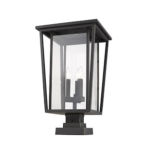 Seoul - 3 Light Outdoor Post Mount Lantern in Craftsman Style - 14 Inches Wide by 24.75 Inches High