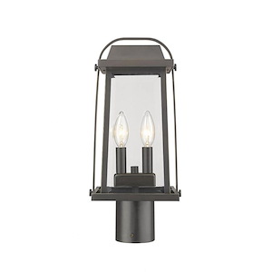 Millworks - 2 Light Outdoor Post Mount Lantern in Period Inspired Style - 7.75 Inches Wide by 16.75 Inches High
