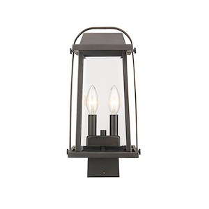 Millworks - 2 Light Outdoor Post Mount Lantern in Period Inspired Style - 7.75 Inches Wide by 15.25 Inches High