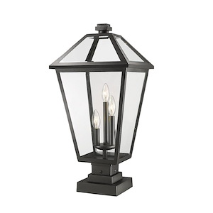 Talbot - 3 Light Outdoor Square Pier Mount Lantern in Traditional Style - 12.25 Inches Wide by 25.25 Inches High - 1002097