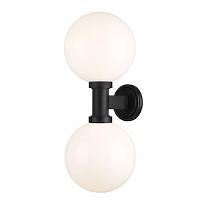 Laurent - 2 Light Outdoor Wall Sconce with Opal Glass In Modern Style-30 Inches Tall and 12 Inches Wide