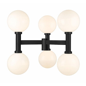 Laurent - 6 Light Outdoor Post Mount Light with Opal Glass In Modern Style-34.5 Inches Tall and 39 Inches Wide