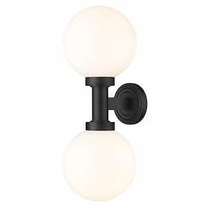 Laurent - 2 Light Outdoor Wall Sconce with Opal Glass In Modern Style-21 Inches Tall and 8 Inches Wide