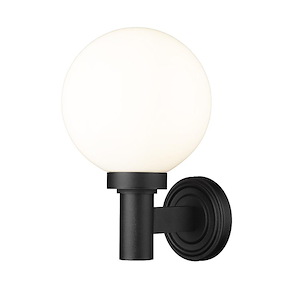 Laurent - 1 Light Outdoor Wall Sconce with Opal Glass In Modern Style-12.5 Inches Tall and 8 Inches Wide