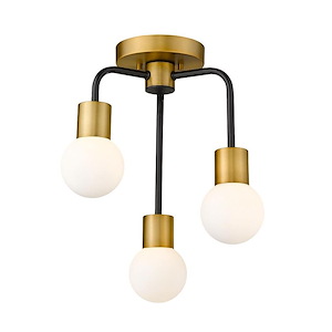 Neutra - 3 Light Semi-Flush Mount in Linear Style - 14 Inches Wide by 16.75 Inches High
