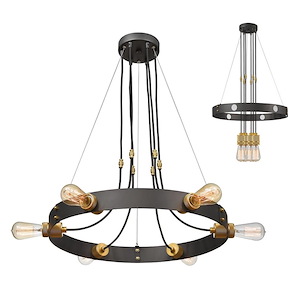 Troubadour - 6 Light Chandelier in Architectural Style - 24 Inches Wide by 2.5 Inches High - 550174