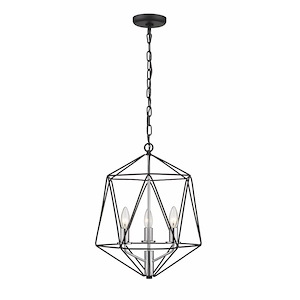 Geo - 3 Light Chandelier in Geometric Architectural Style - 14.25 Inches Wide by 17.75 Inches High