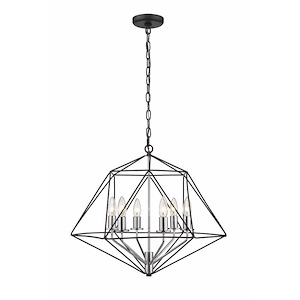 Geo - 6 Light Chandelier in Geometric Architectural Style - 22.25 Inches Wide by 19.25 Inches High