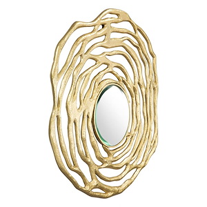 Aqua Round - Mirror In Glam Style-1.2 Inches Tall and 30.3 Inches Wide
